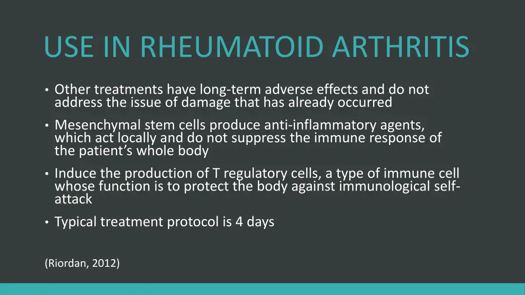 use in rheumatoid arthritis