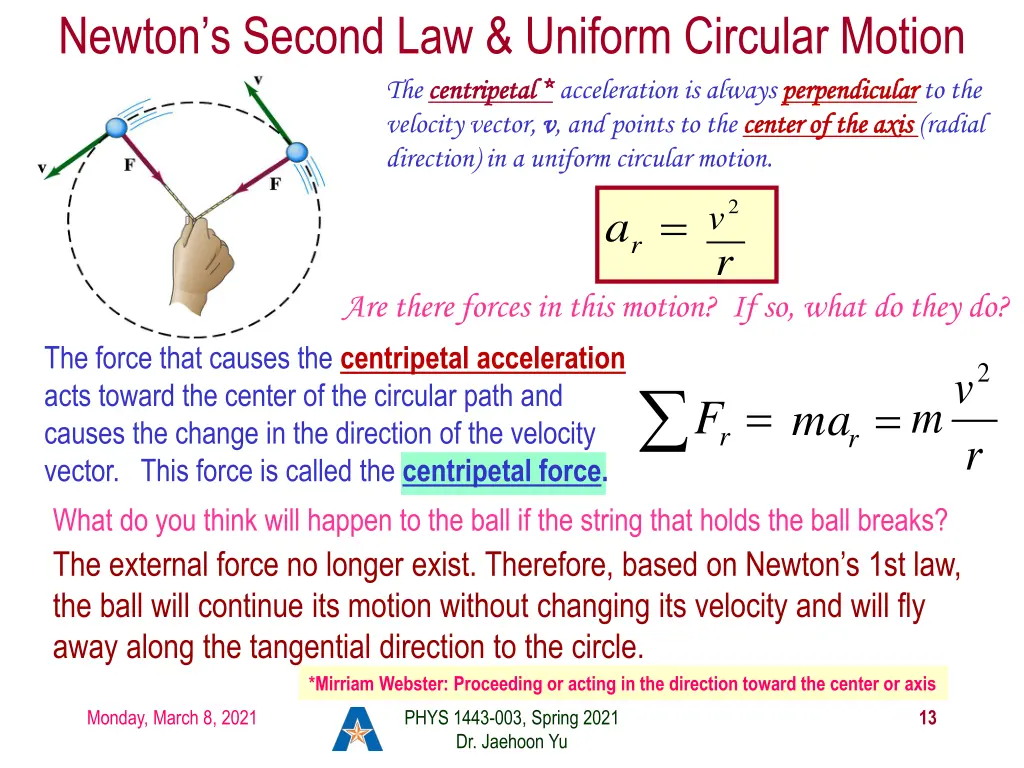 newton s second law uniform circular motion