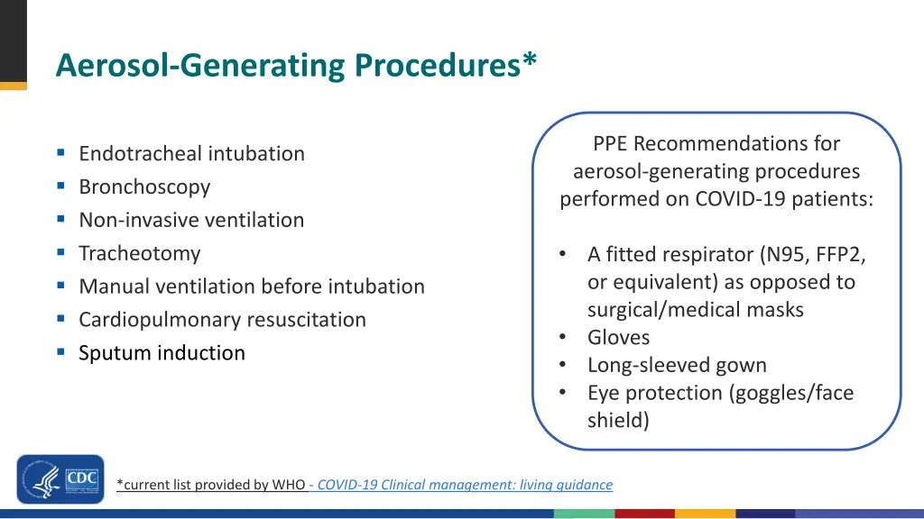 aerosol generating procedures