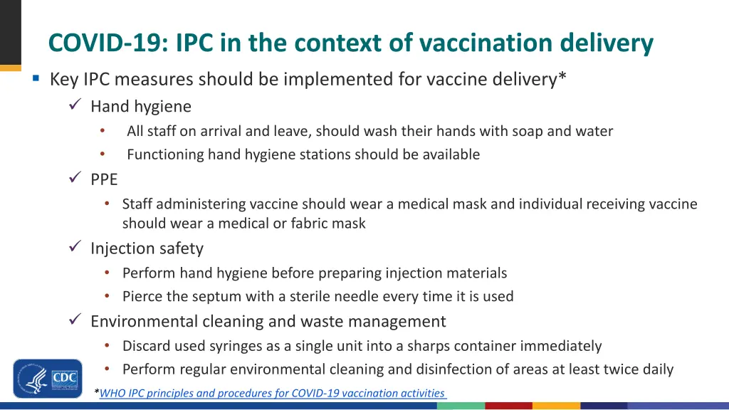 covid 19 ipc in the context of vaccination