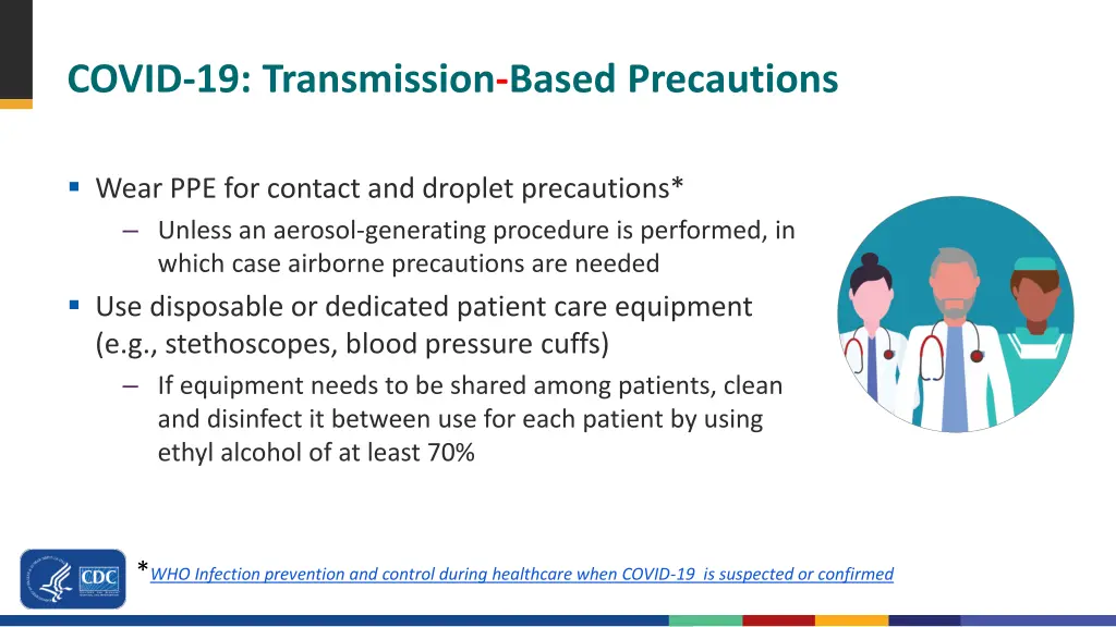 covid 19 transmission based precautions