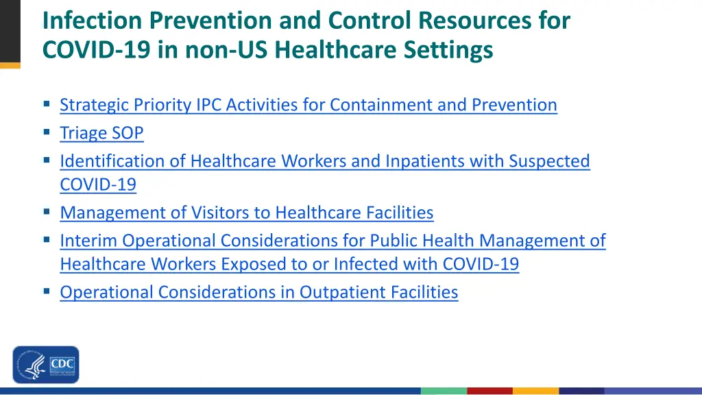 infection prevention and control resources
