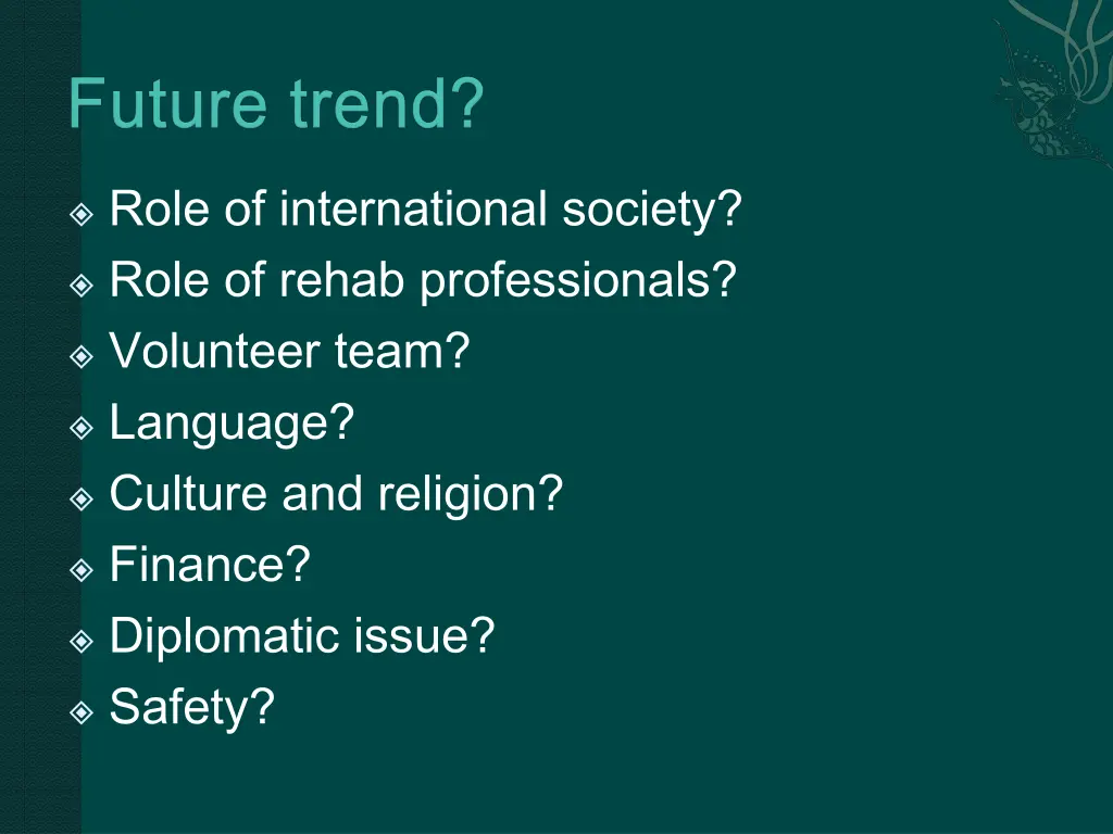 role of international society role of rehab
