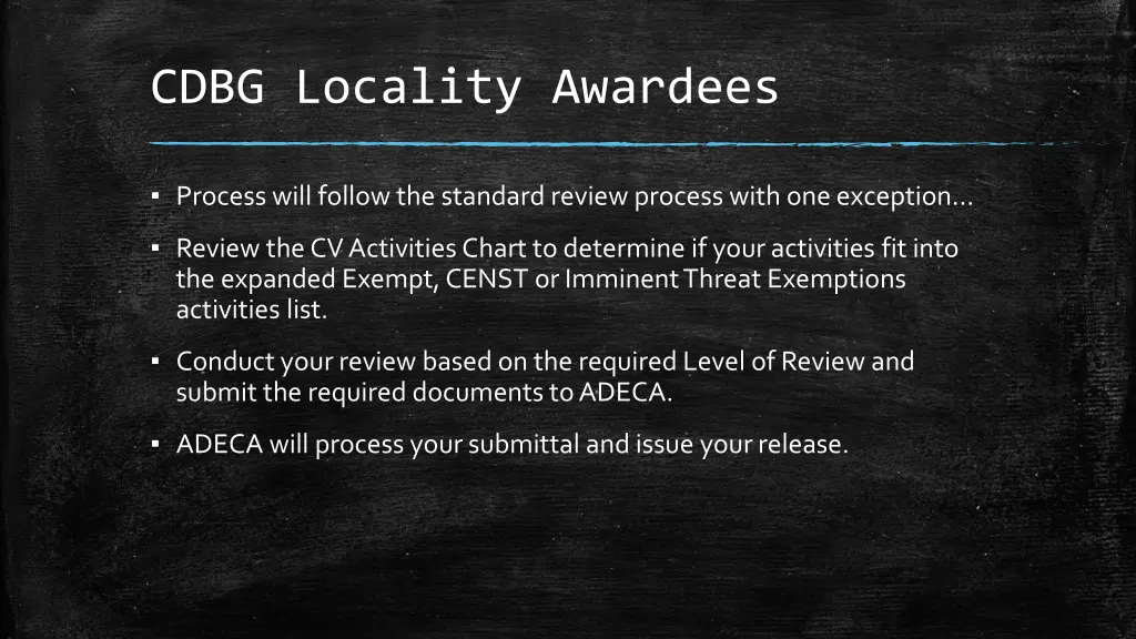 cdbg locality awardees