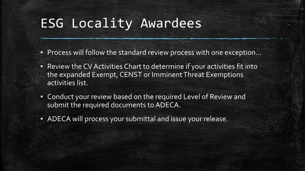 esg locality awardees