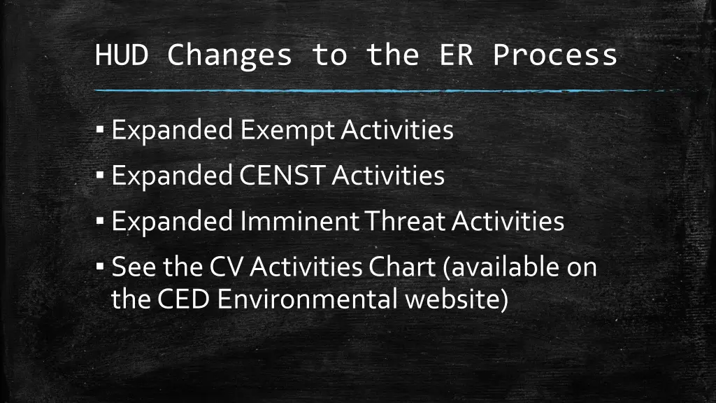 hud changes to the er process