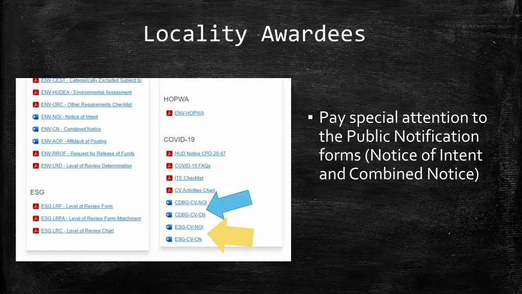 locality awardees
