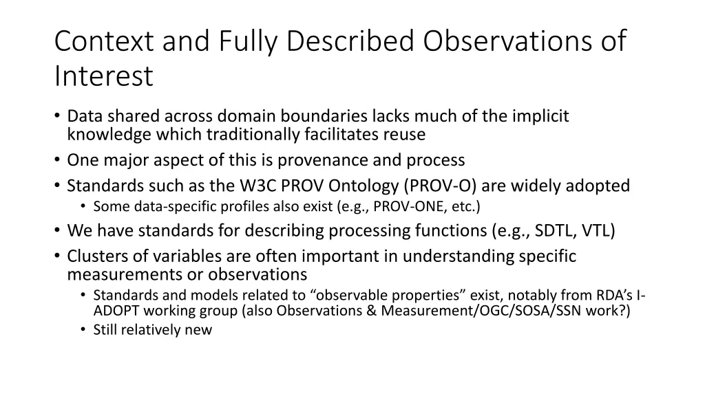 context and fully described observations