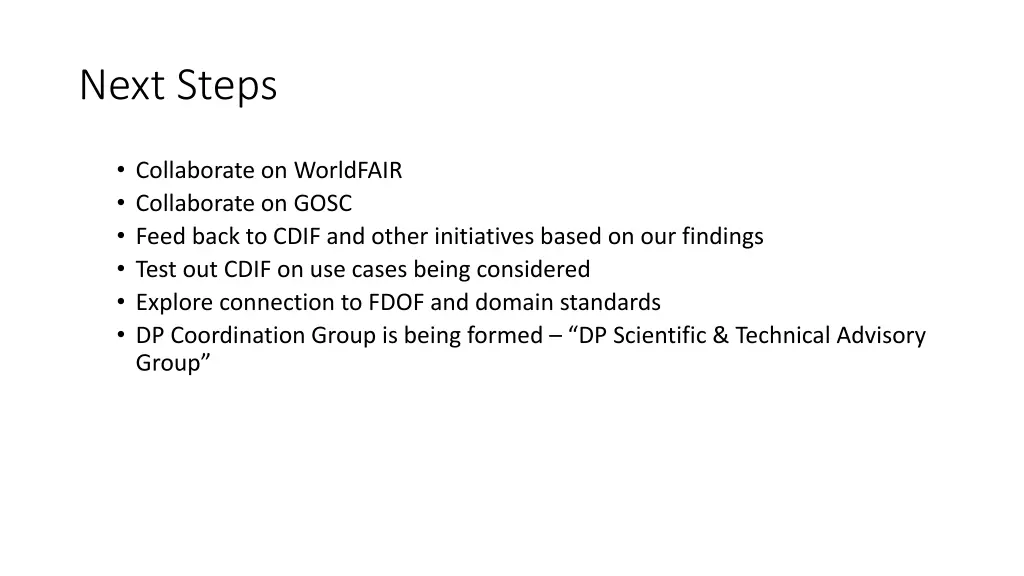 next steps