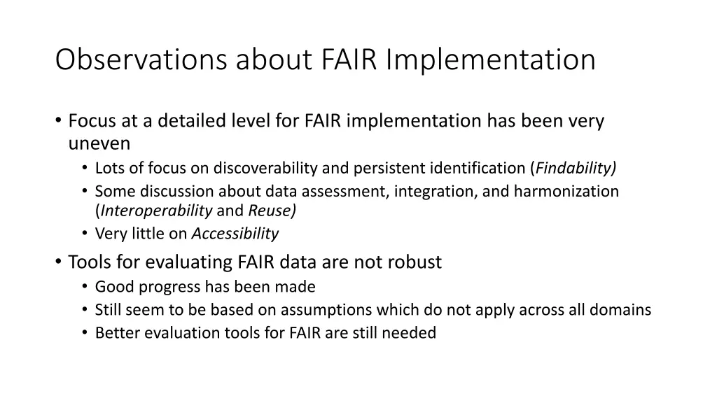 observations about fair implementation