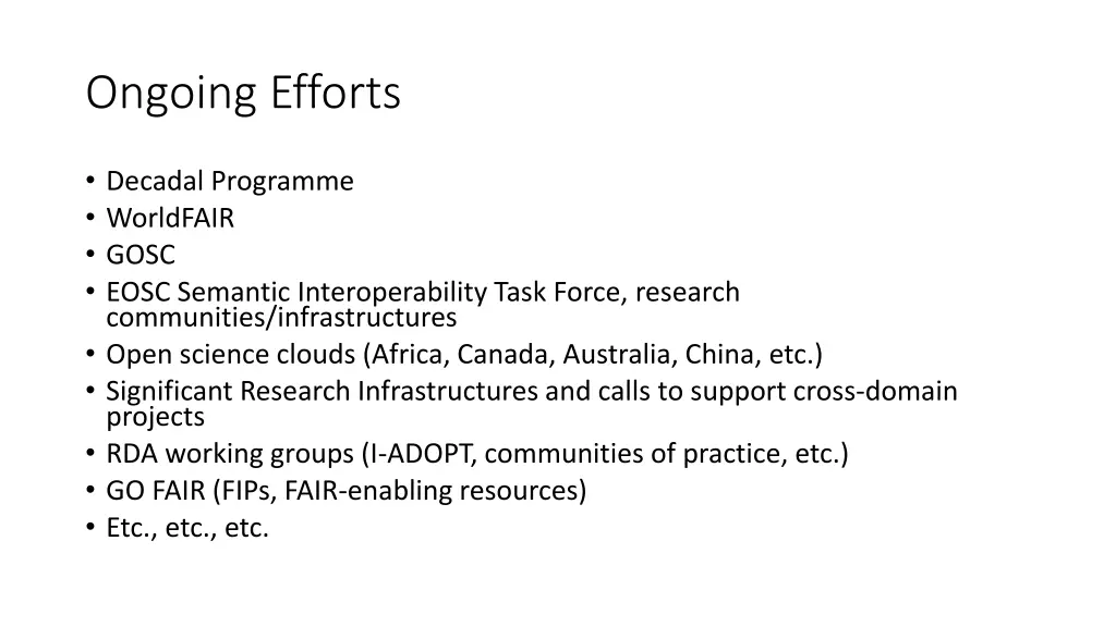 ongoing efforts