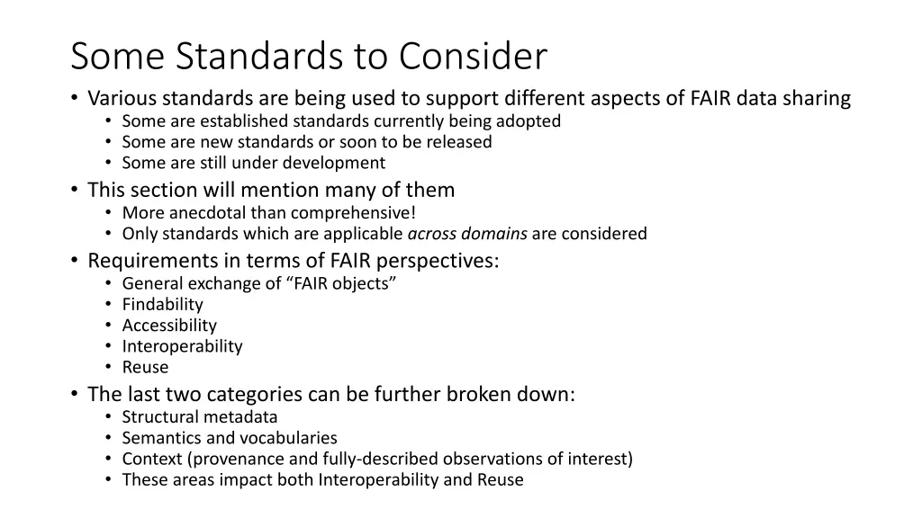 some standards to consider various standards