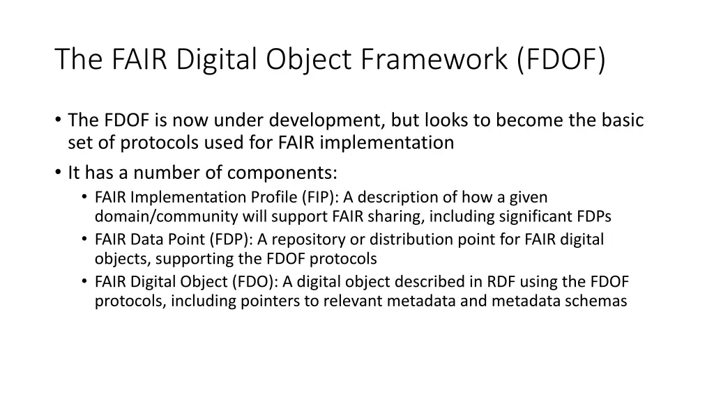 the fair digital object framework fdof