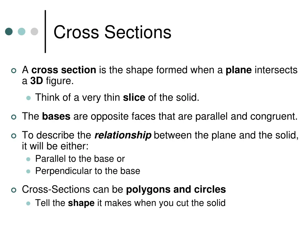 cross sections