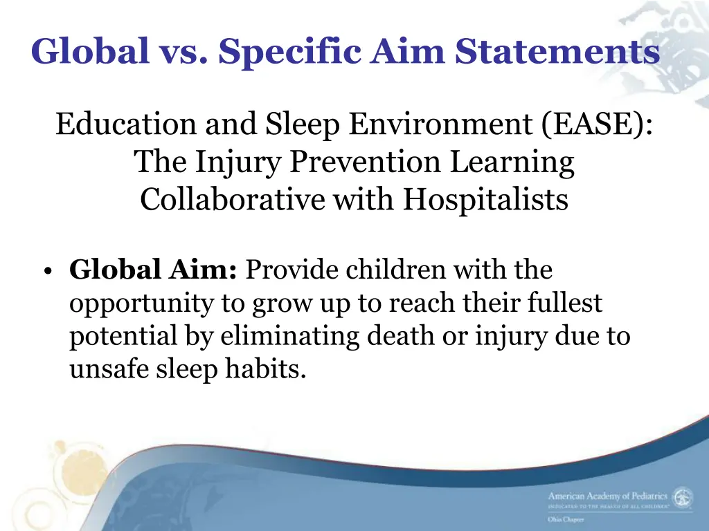 global vs specific aim statements