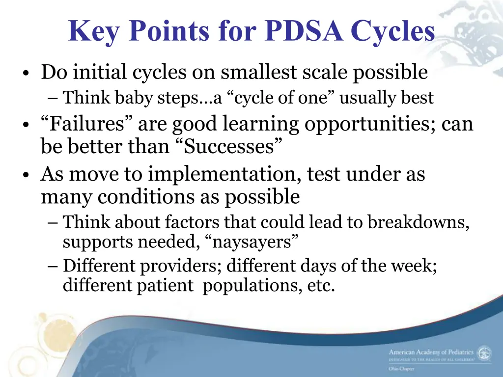 key points for pdsa cycles