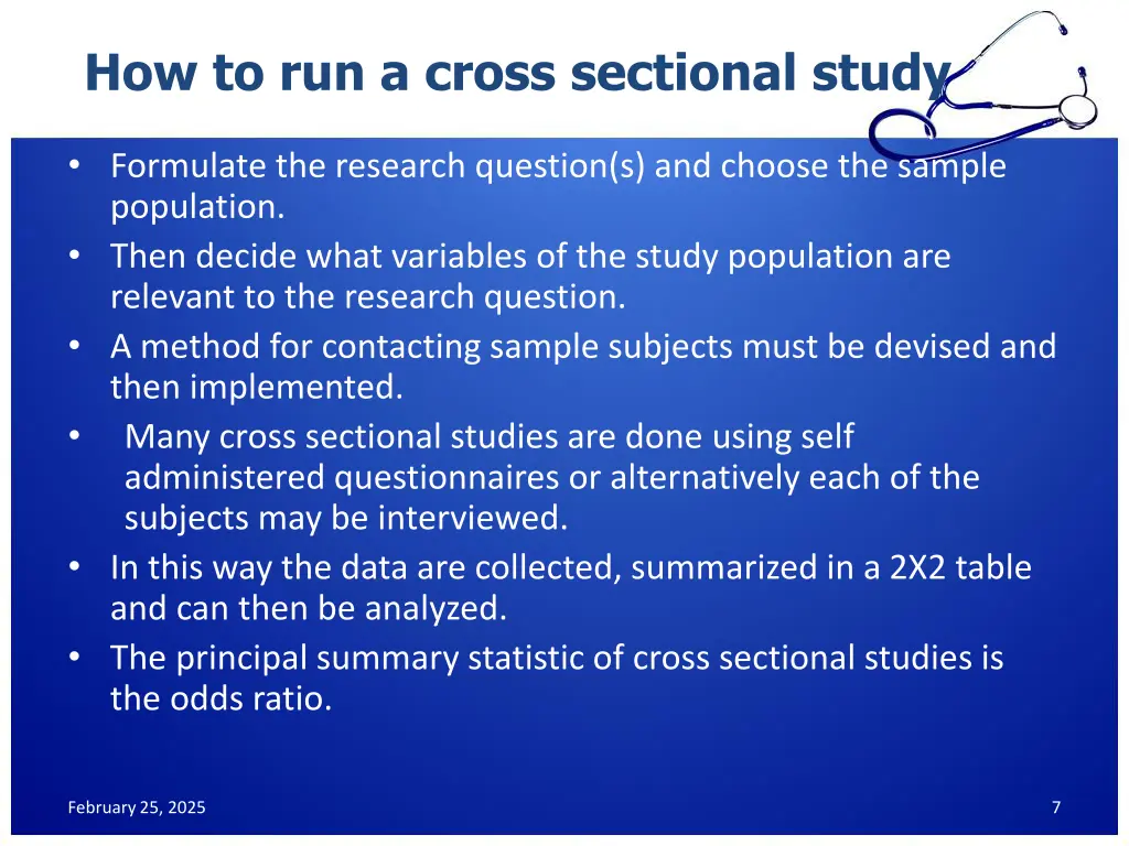how to run a cross sectional study