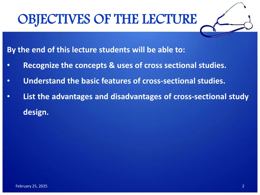 objectives of the lecture objectives