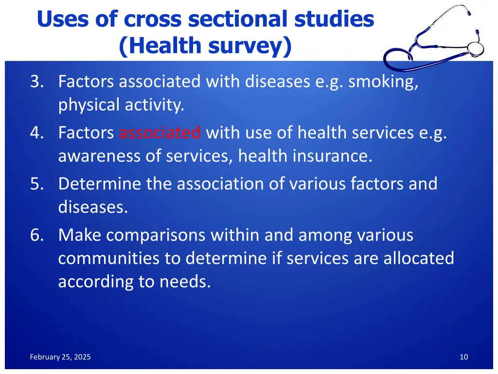 uses of cross sectional studies health survey 1