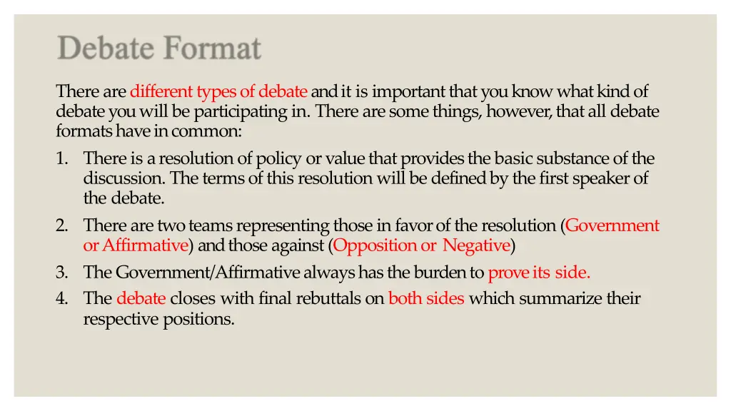 there are different types of debate
