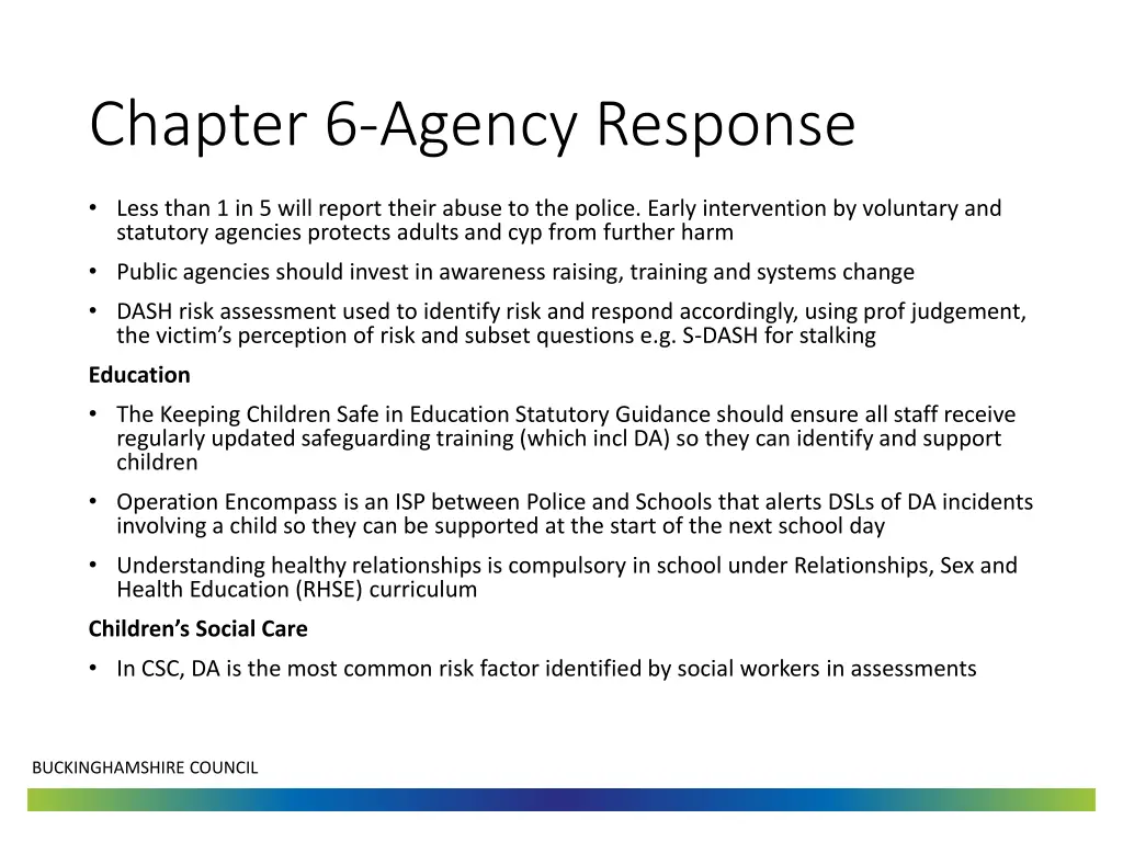chapter 6 agency response