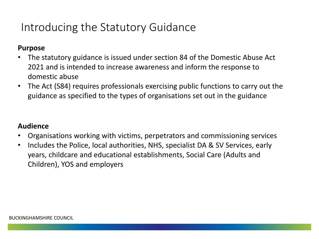 introducing the statutory guidance