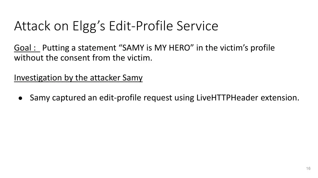 attack on elgg s edit profile service