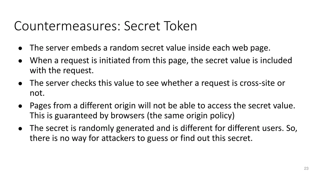 countermeasures secret token
