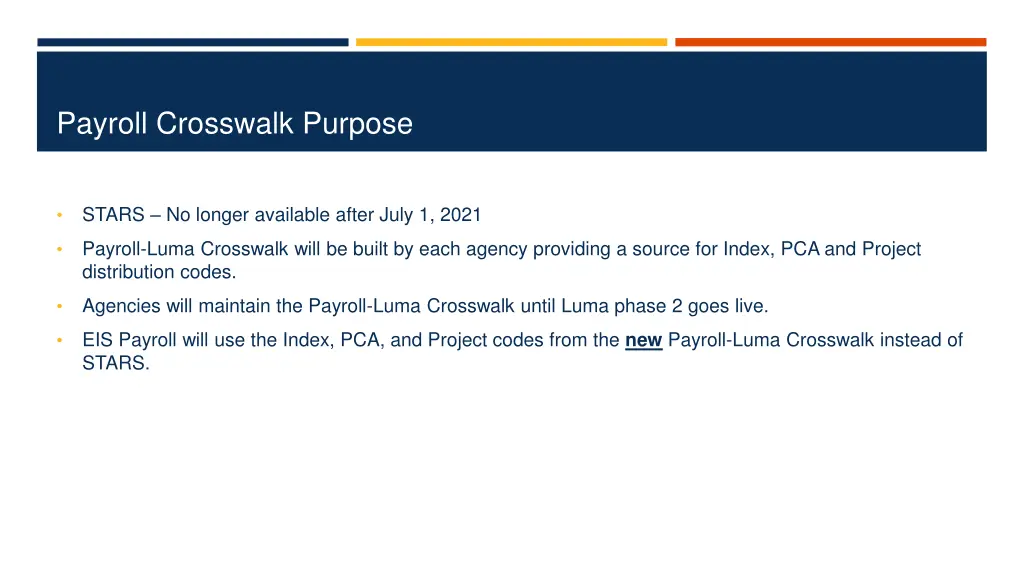 payroll crosswalk purpose