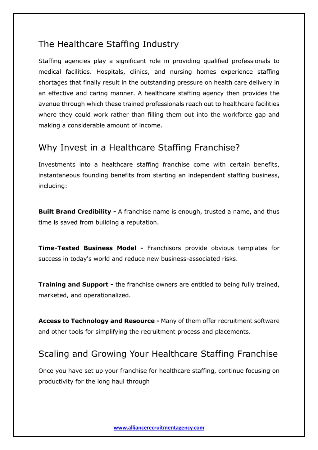 the healthcare staffing industry