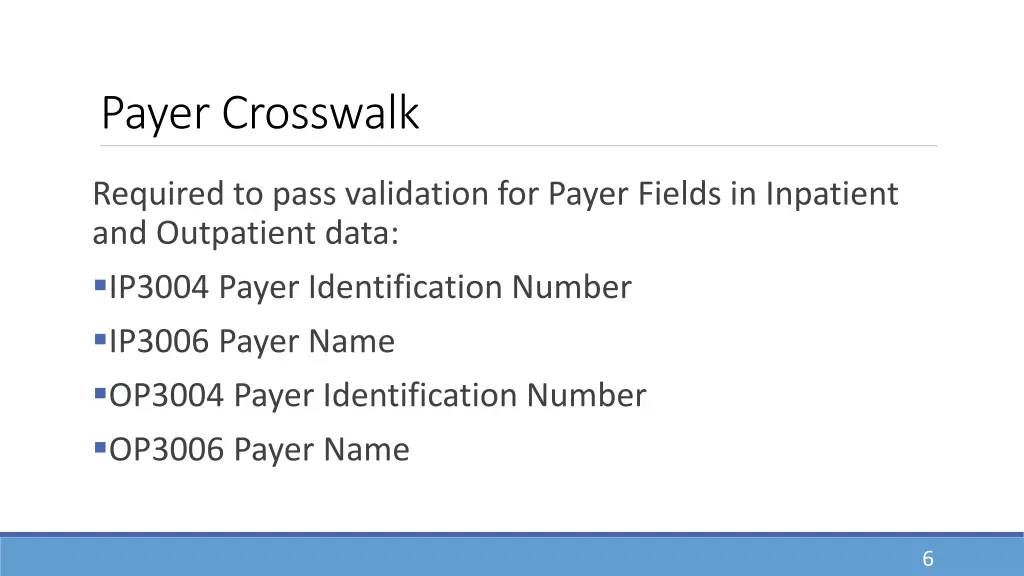 payer crosswalk