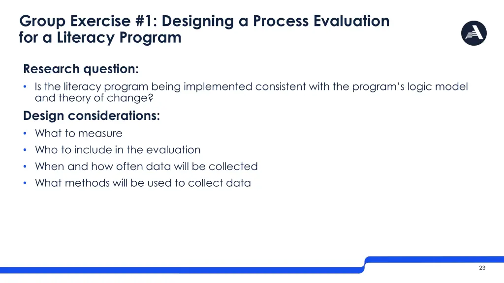 group exercise 1 designing a process evaluation