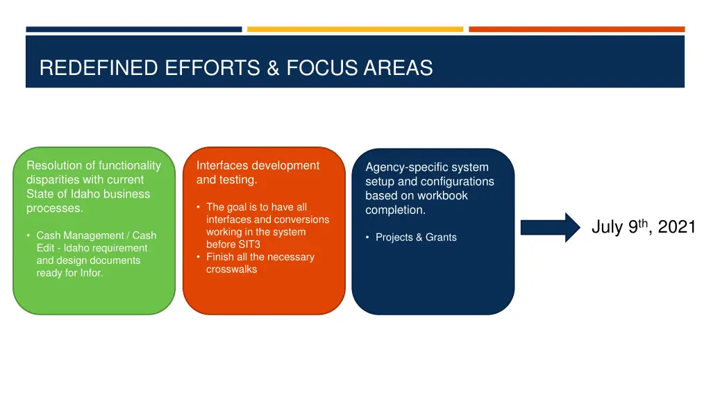 redefined efforts focus areas