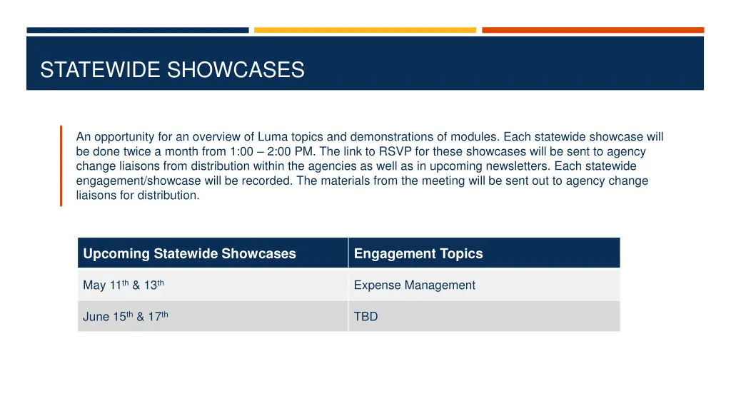 statewide showcases
