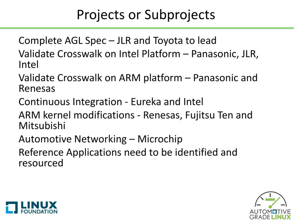 projects or subprojects