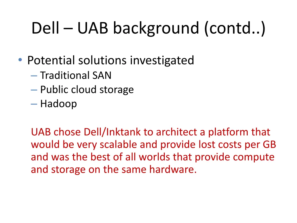 dell uab background contd