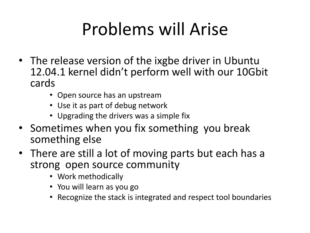 problems will arise
