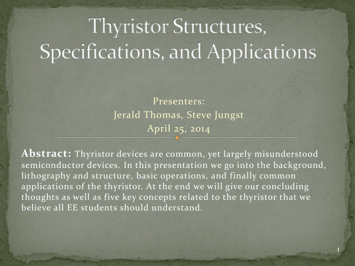 thyristorstructures specifications