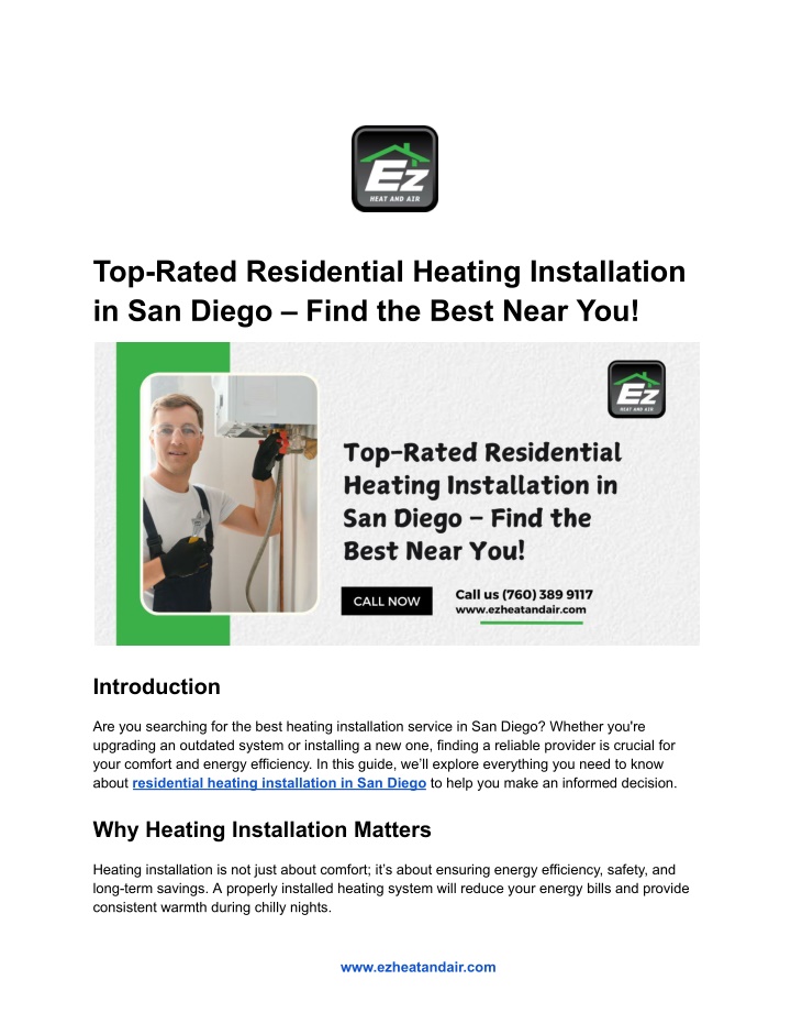 top rated residential heating installation