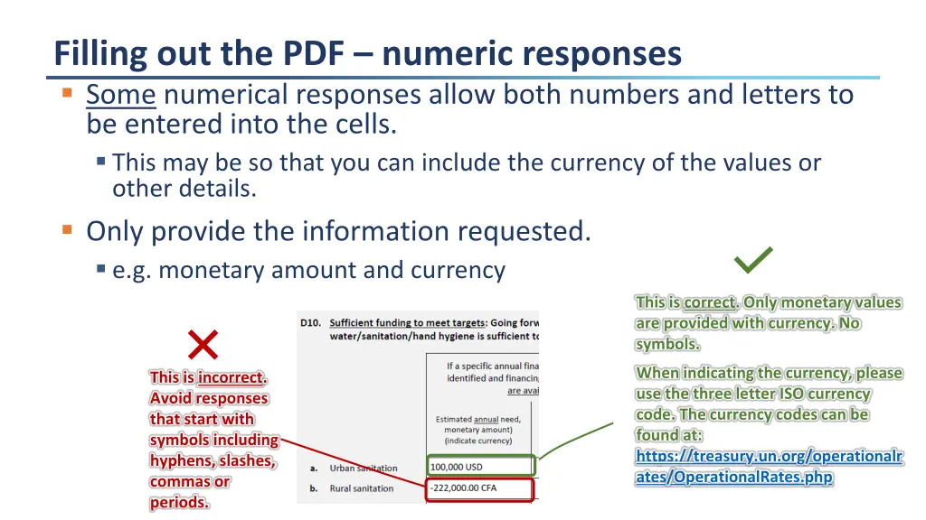 filling out the pdf numeric responses some
