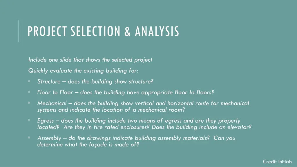 project selection analysis
