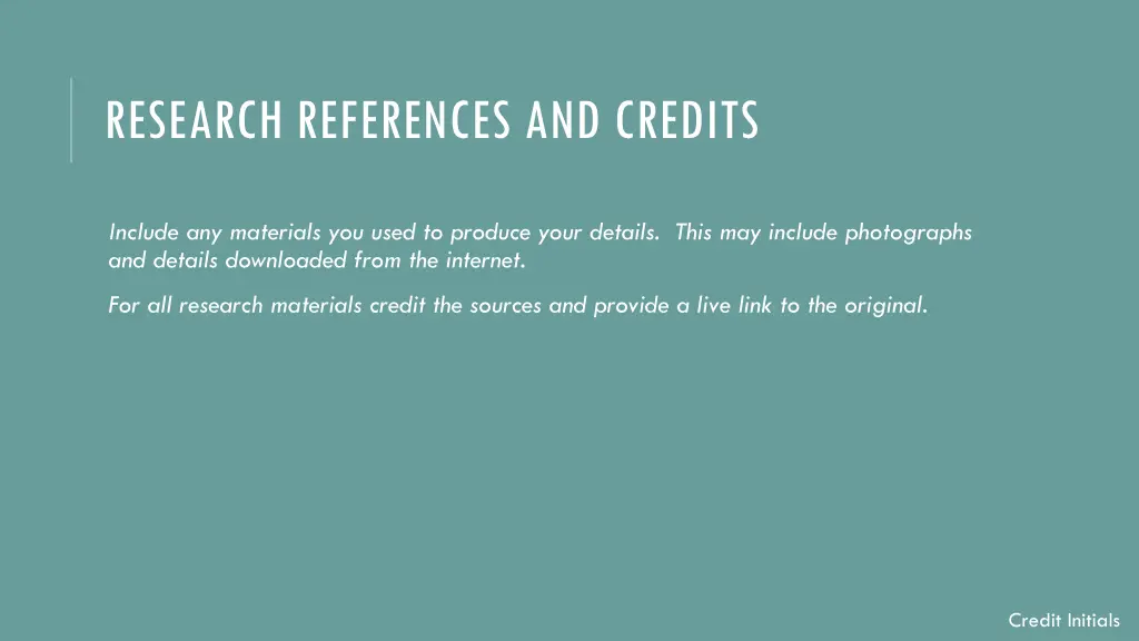 research references and credits
