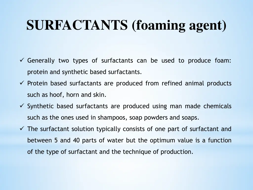 surfactants foaming agent