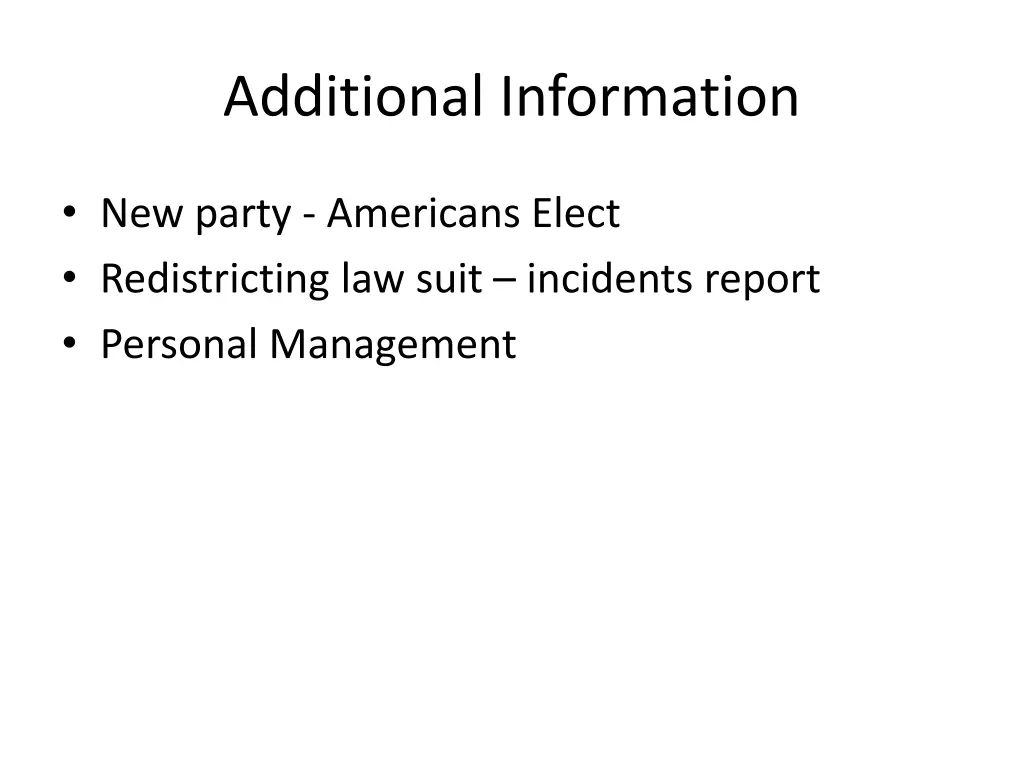 additional information
