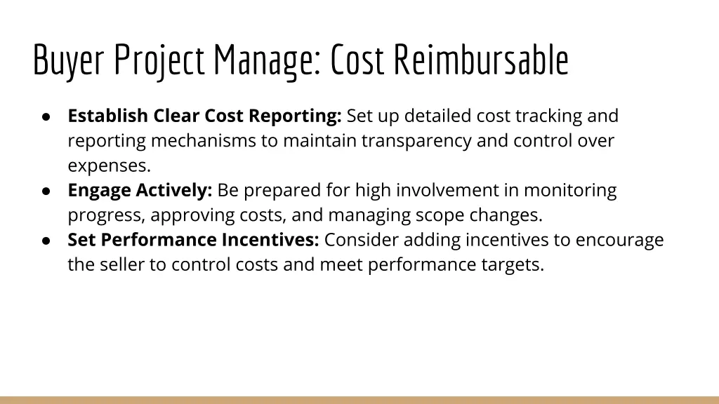 buyer project manage cost reimbursable