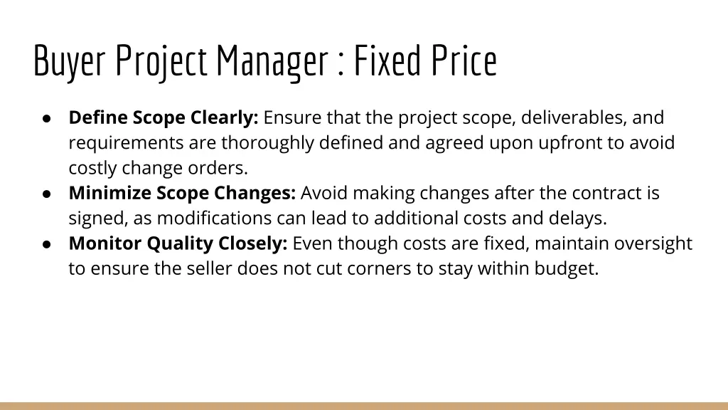 buyer project manager fixed price