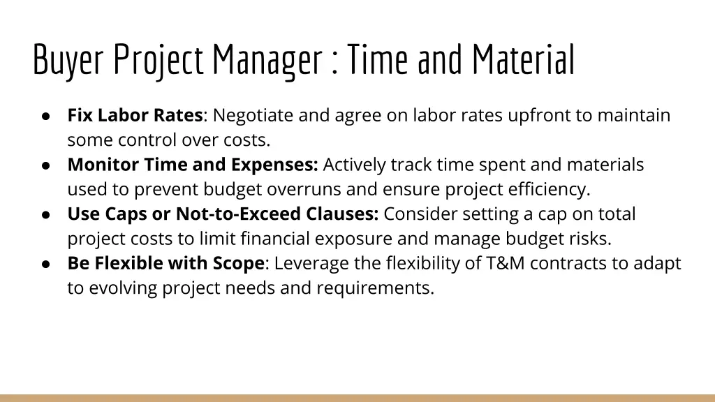 buyer project manager time and material