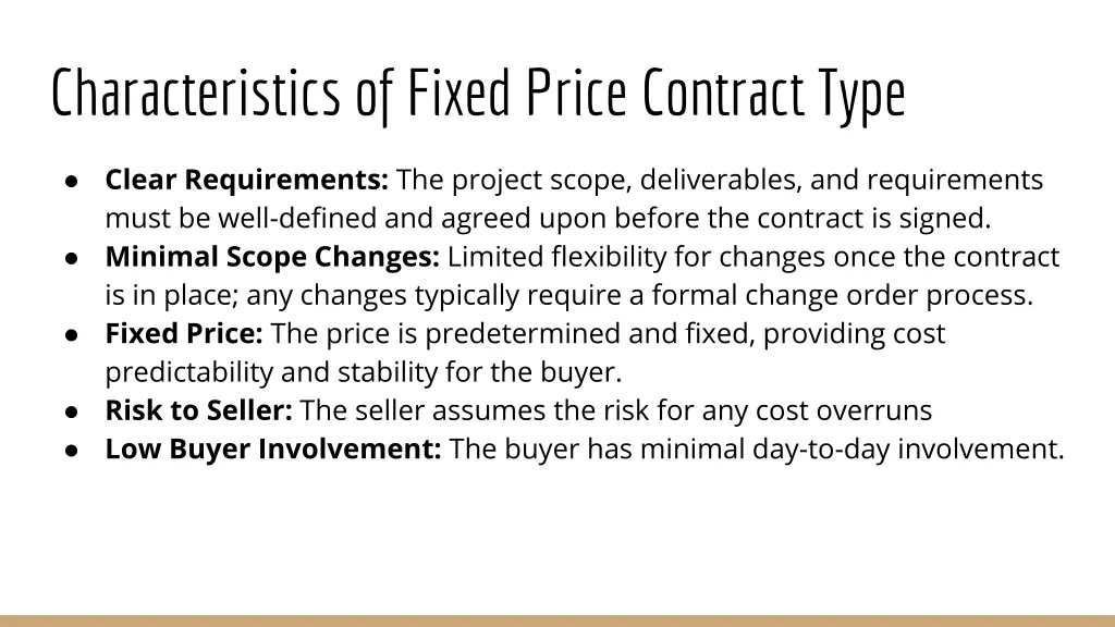 characteristics of fixed price contract type